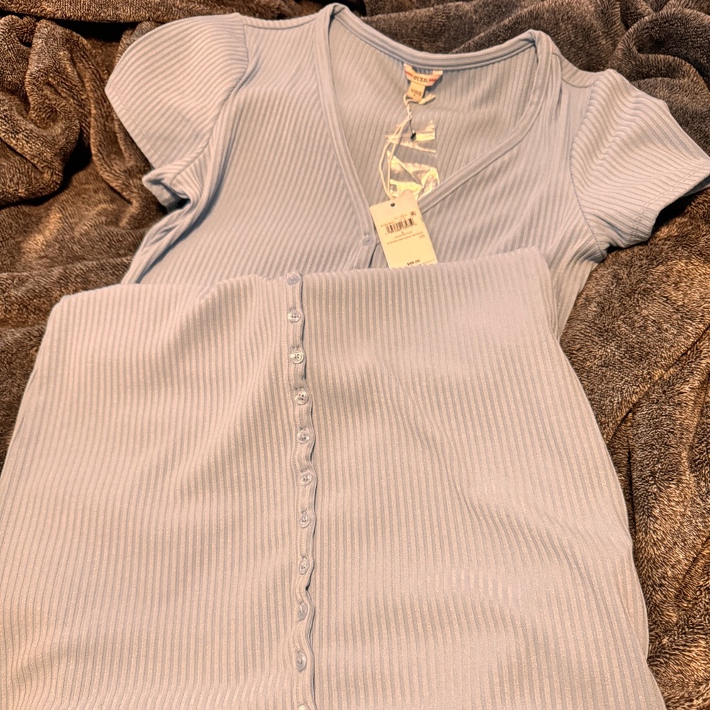 RAYLYNN RIBBED HENLEY MINI DRESS